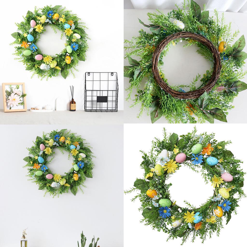 Handmade Easters Flower Wreath Beautiful Festival Easters Eggs Wreath Decoration for Shop Window and Home Door