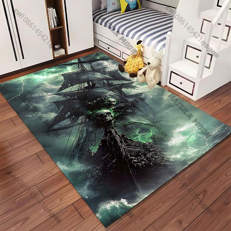 Haunted ghostly ship at sea carpet Yoga living room room decor children's crawling mat doormat area rug games mat
