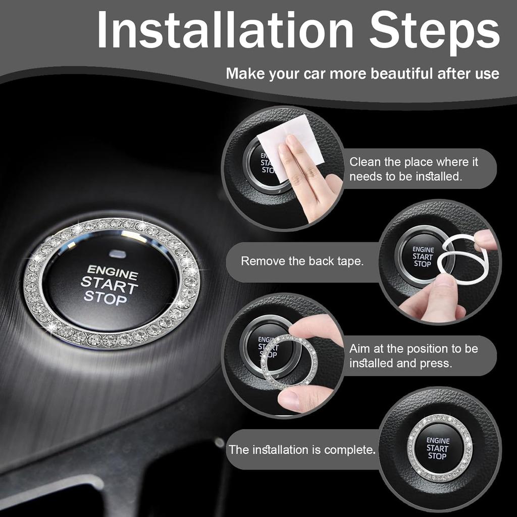 Fit for Jeep Bling Cover,Bling Interior Accessories,Car Cup Holder Coaster Bling Engine Start Stop Button Cover,Compatible with Grand Cherokee