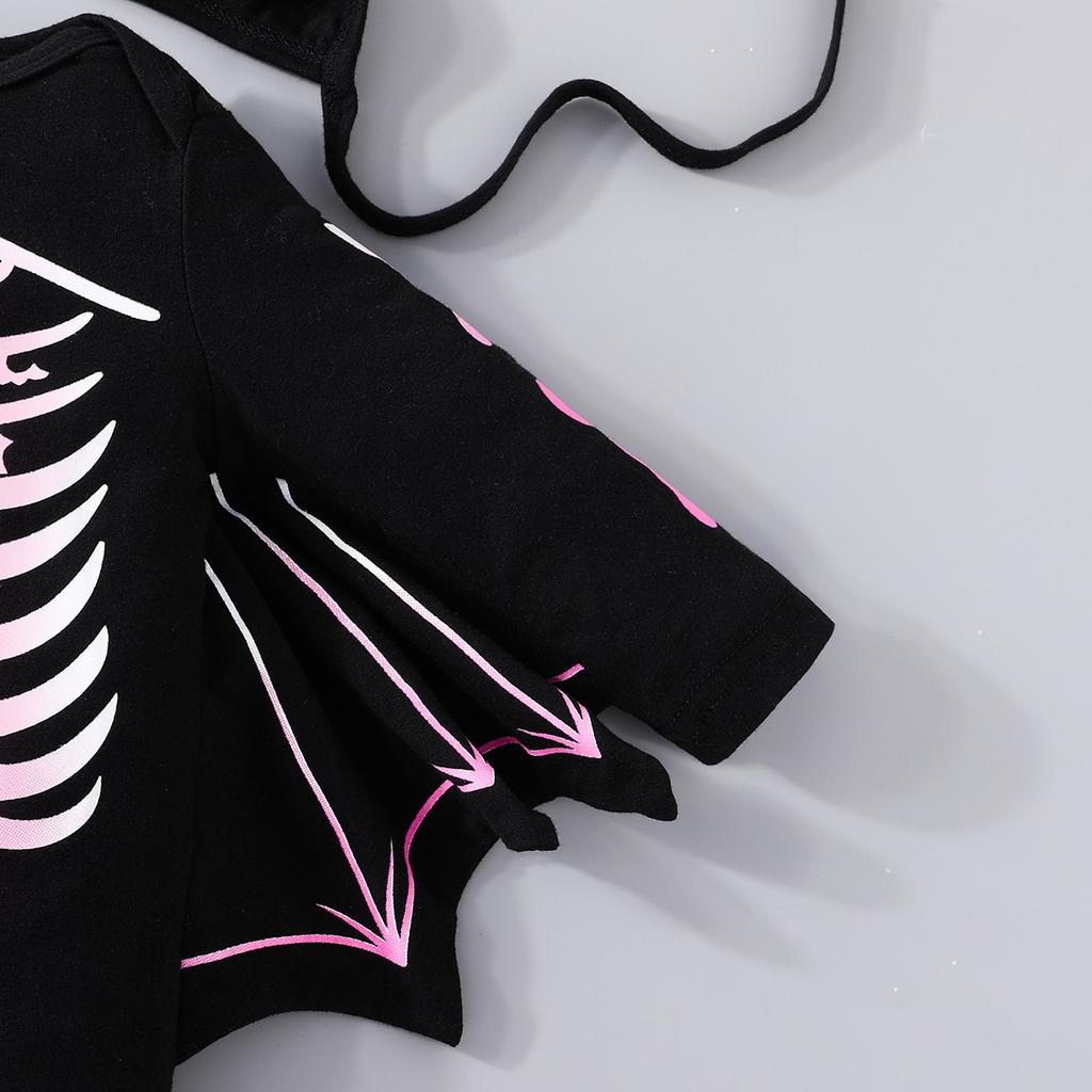 Spring and Autumn New Baby Halloween Bat Round Neck Long Sleeve Jumpsuit