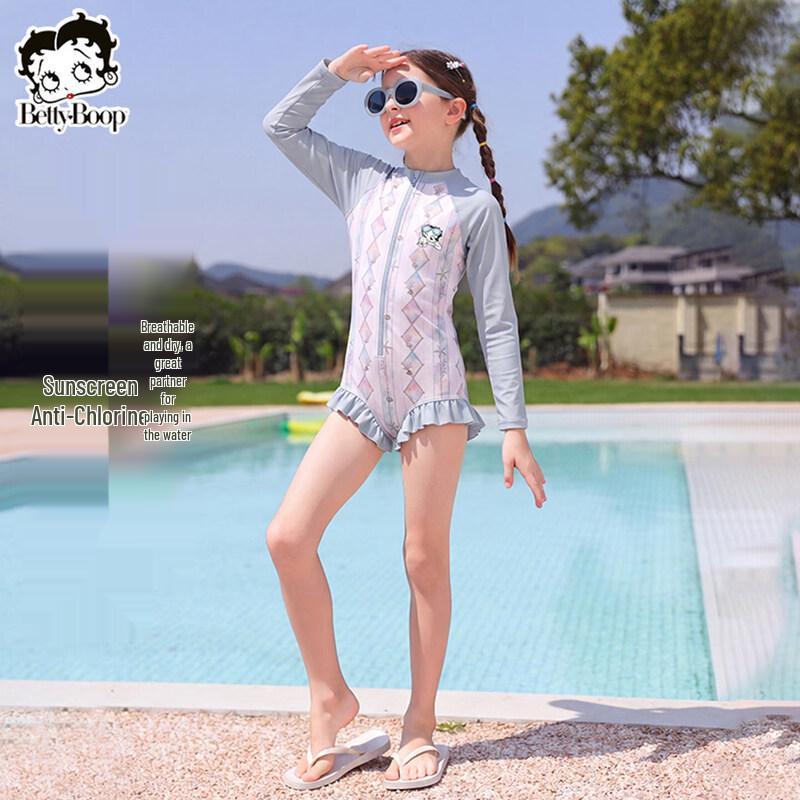 Beiti Girls Long Sleeve Sun Protective Swimsuit 130 cm