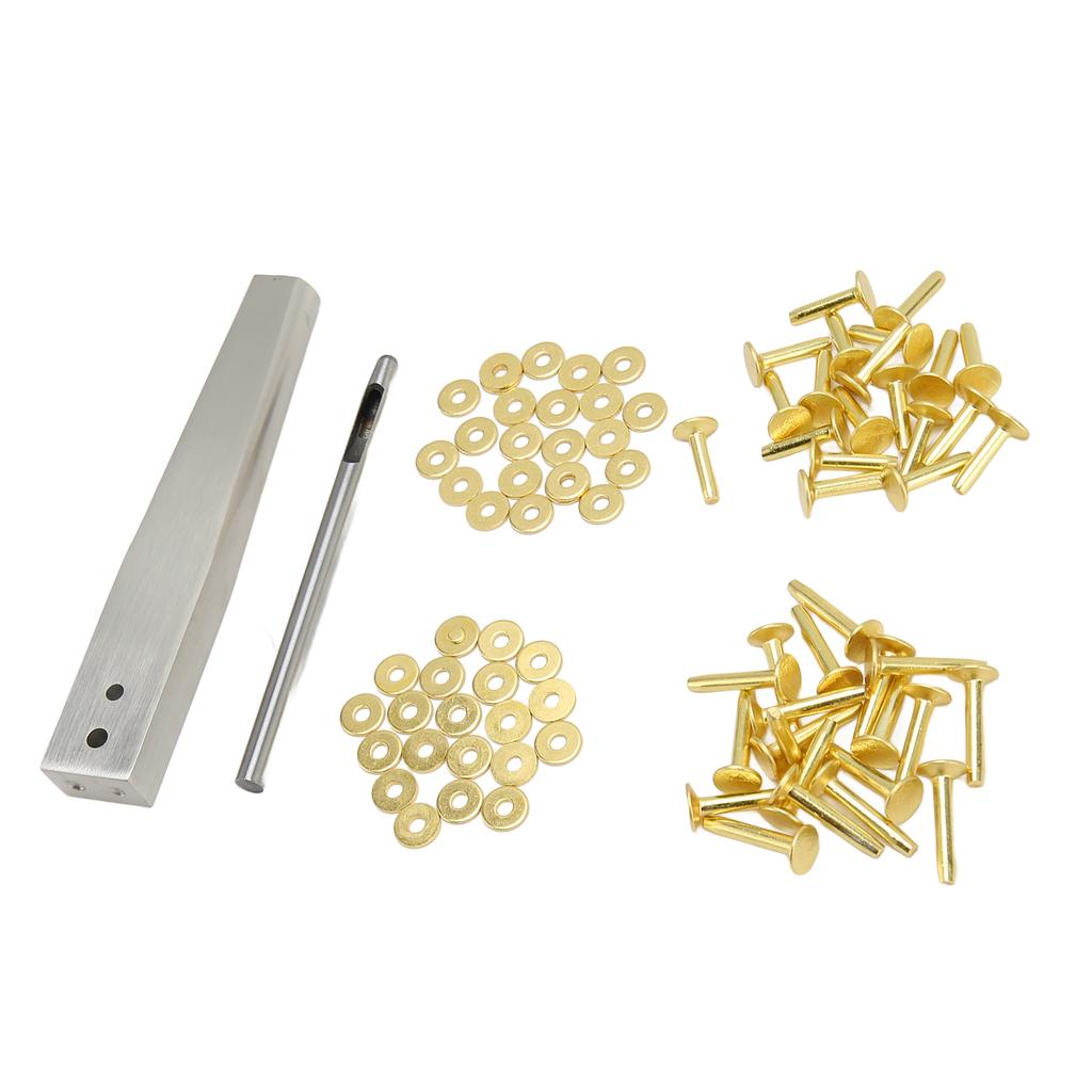 Copper Rivets Burrs Kit Copper Rivets with Setters Rust Proof Studs DIY Leather Craft Tool for