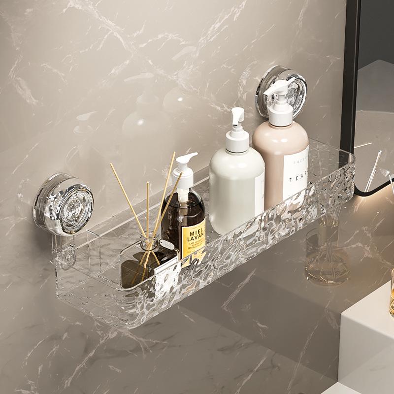 Punch-Free Suction Cup Bathroom Shelf - Wall-Mounted, Corrugated Washroom Storage Rack