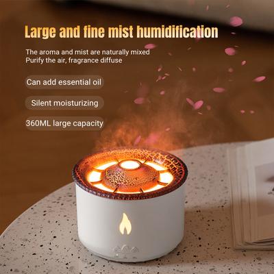 Office Home Desktop-Luftbefeuchter Elektrischer Aroma-Diffusor für ätherische Öle mit Flammenlampe Vulkanausbruch-Duftmaschine