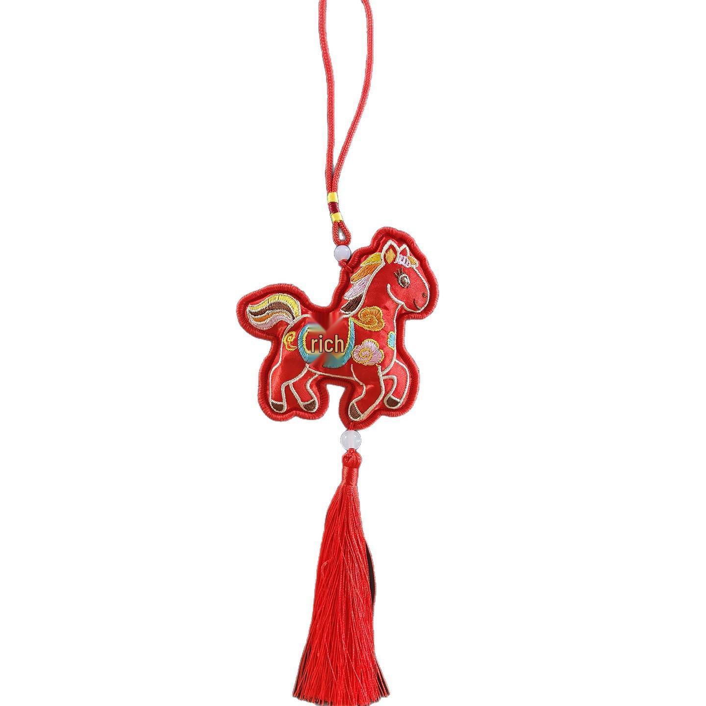 

2026 Year of the Horse Chinese Embroidery Pendant: New Year s Luck & Prosperity Car Sachet Gift. Small жёлтый