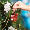 Christmas Scarf Chicken Holiday Decoration Wooden Pendant 5Pcs for Xmas Tree Home Party Front Door Wall Window Hanging Ornament