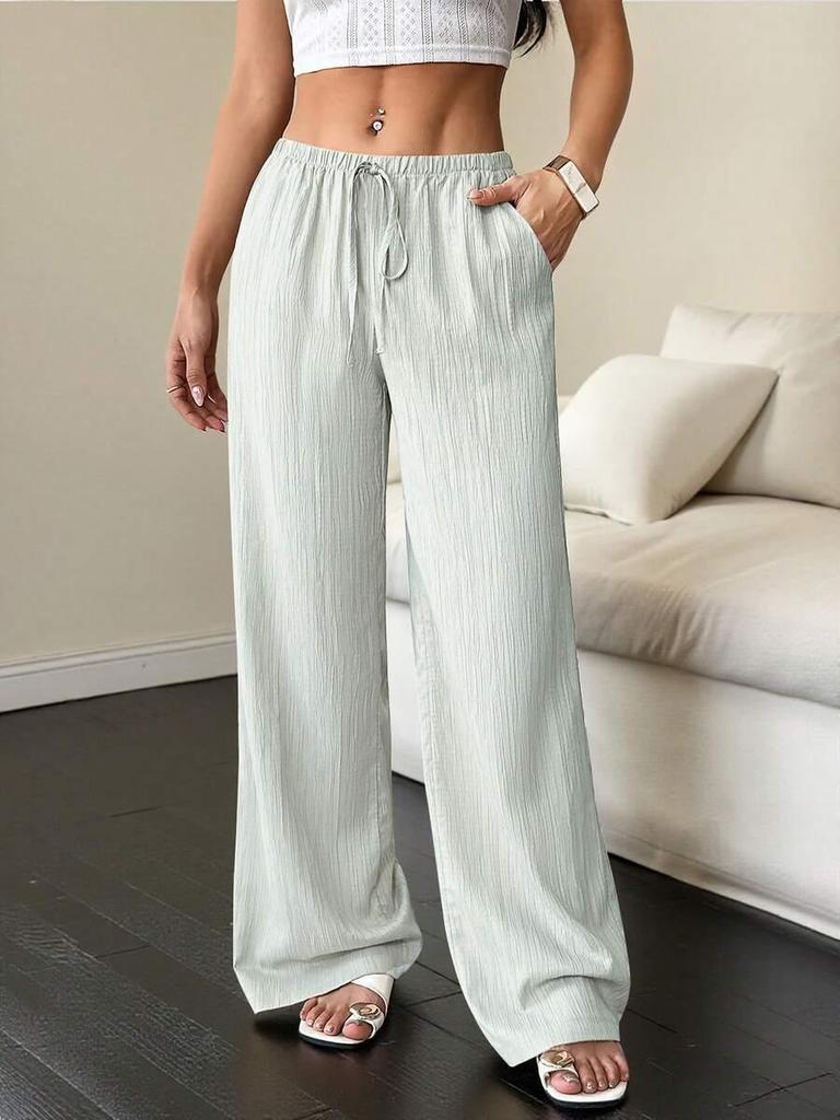 2025 Autumn European & American Style Women's Solid Color Straight-Leg Casual Pants