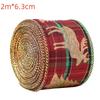2M Red Green Christmas Ribbon Hot Stamped Linen Printed Christmas Polyester Ribbons New Years Home Decoration Bow Gift Packing
