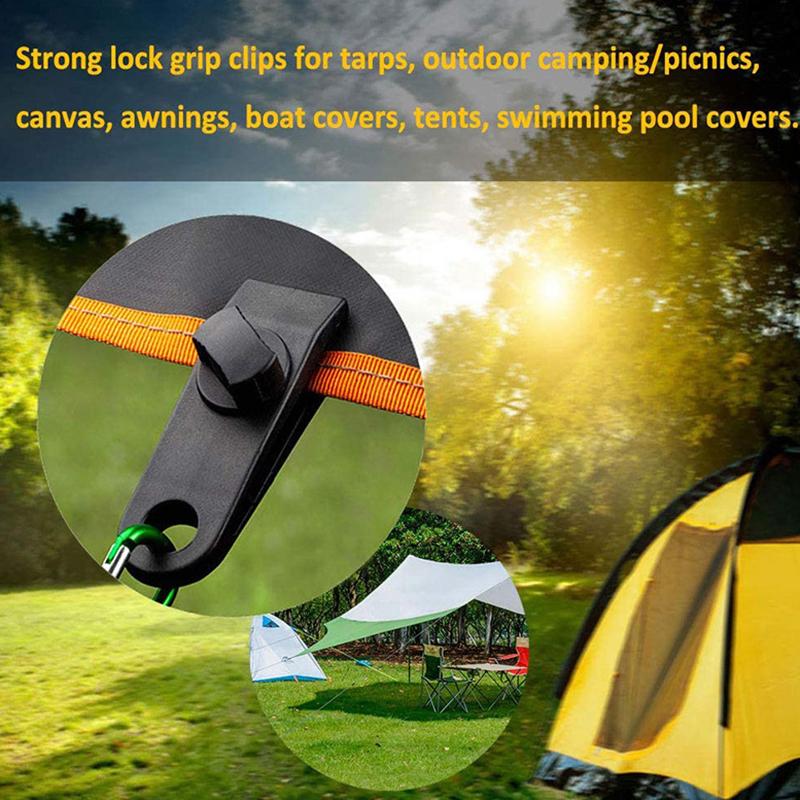 

30Pcs Canopy Awning Clip Heavy Duty Lock Grip Tent Fasteners Awning Clips Tarp Clamps W Bungee Ball Cords Carabiners For Tarps