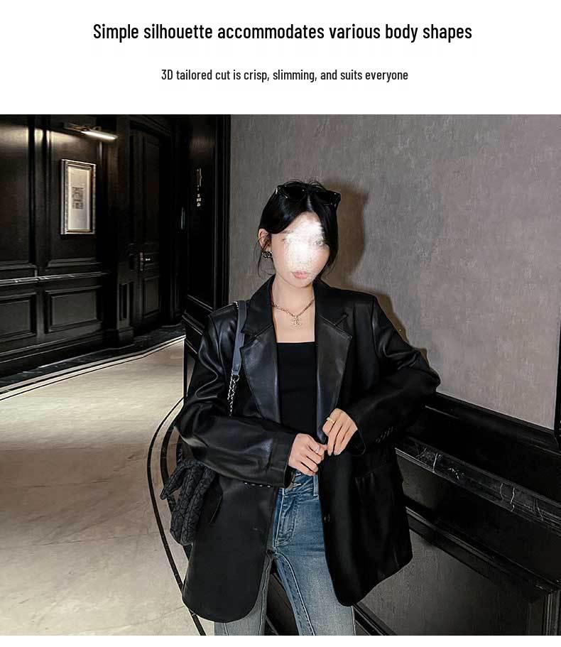 In-Stock 8901 Plus Size Korean Style Women's Leather Jacket (Casual, High-End, Loose Fit)