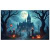 Feiertagsdekoration Mondnacht Halloween-Banner Süßes oder Saures Banner Dunkelblaue Farbe Gruseliges Banner Für Community-Event Themenbezogen