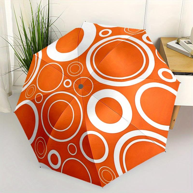 1pc Circles Pattern Auto Folding Umbrella, 8-Rib Sturdy Canopy, Portable Travel Umbrella for Outdoor Use