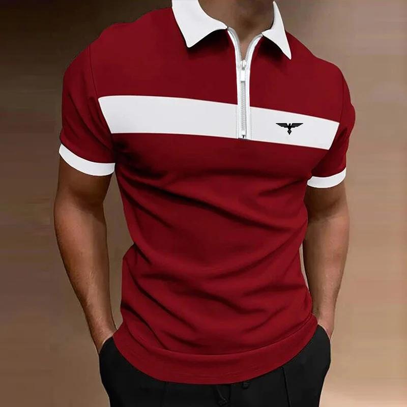 Men Clothes Polo Shirt Summer Fashion Polo Shirt Short Sleeve Lapel Polo Shirt Men Zipper Polo Shirt Casual Personality Tops