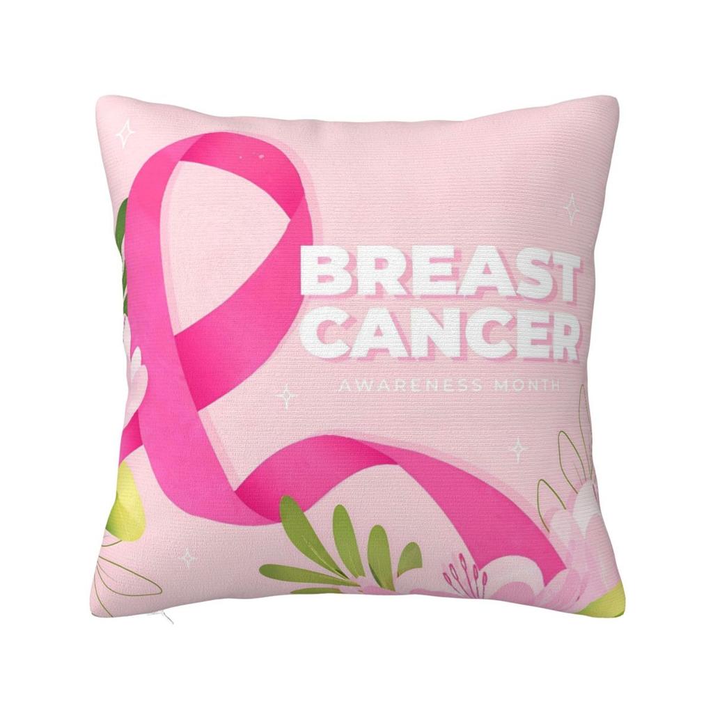 Football Breast Cancer Breast Cance Square Pillow Cases Cushion Cover Fashion Zipper Decorative Pillowcase for Car 45x45cm