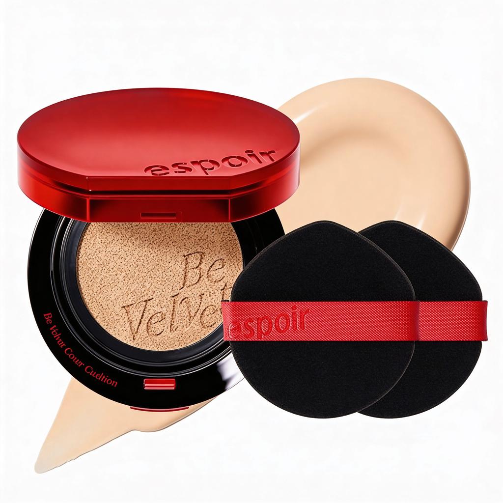 [Zestaw: poduszka + wkład + 2 gąbeczki] Espoir Pro Tailor Be Velvet Cover Cushion - [KOREAŃSKI MAKIJAŻ] Podkład w poduszce o wysokim kryciu, matowy