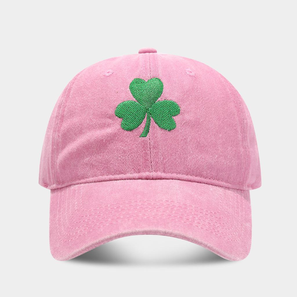 Irish Green Cap With Embroidered Clover Design For Daily Fashion And Sun Protection розовый
