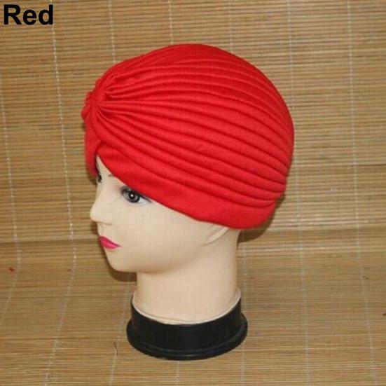 Women Stretchy Head Wrap Band Chemo Bandana Pleated Headwear Decor