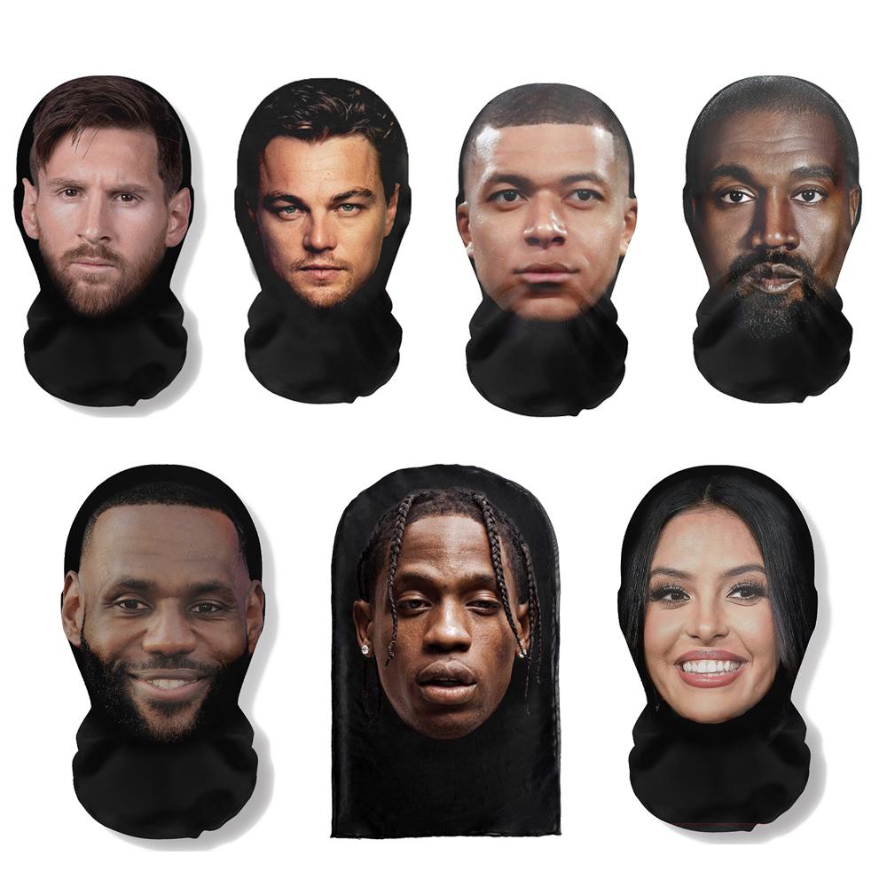 7pcs 3D Printed Full Face Mask Hip-hop Fashion Elastic Mesh