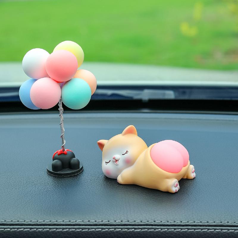 Car Figurine - Cute Cartoon-like Plush Toy with A Soft and Round Bottom. Carrying Stress-relieving Toy Animal Decoration.