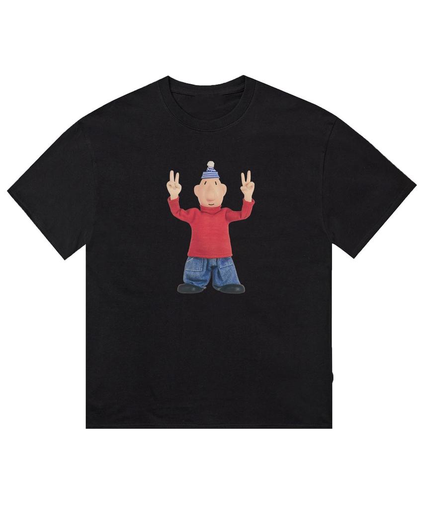 Fun Cartoon Character Print Pattern T-shirt Fashion Trend Short Sleeve Crew Neck Casual Loose Street Wear Unisex Sports T-shirt
