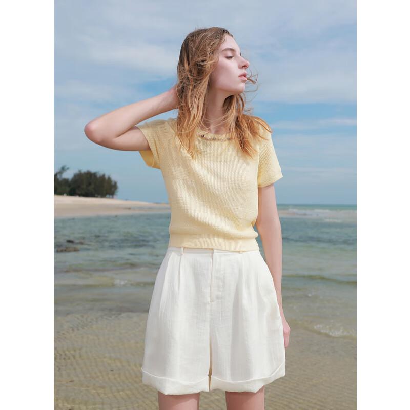 

SanCai Women s Slim Fit Knit Short Sleeve Top M