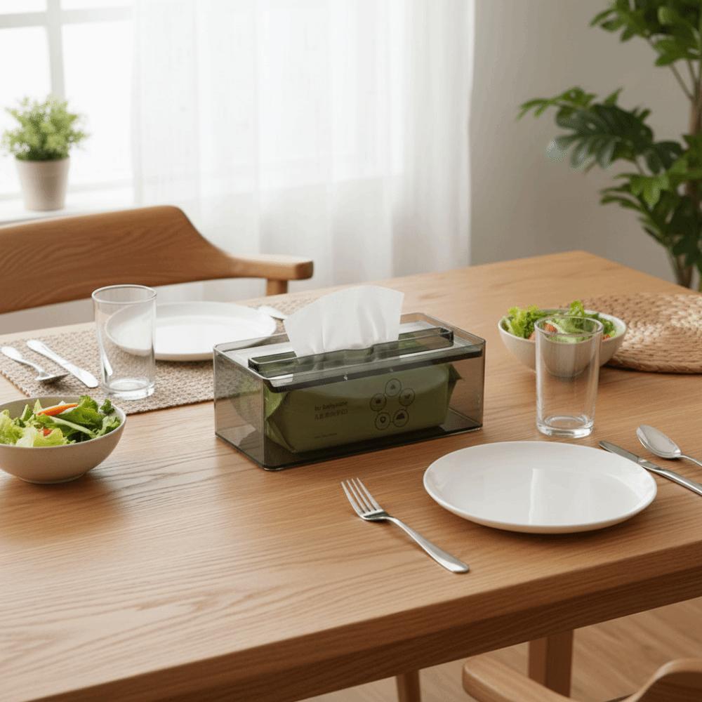 Wasserdichte Transparente Taschentuchbox Multifunktionale Rechteckige Servietten Aufbewahrungsbox Große Kapazität Platzsparender Taschentuchspender