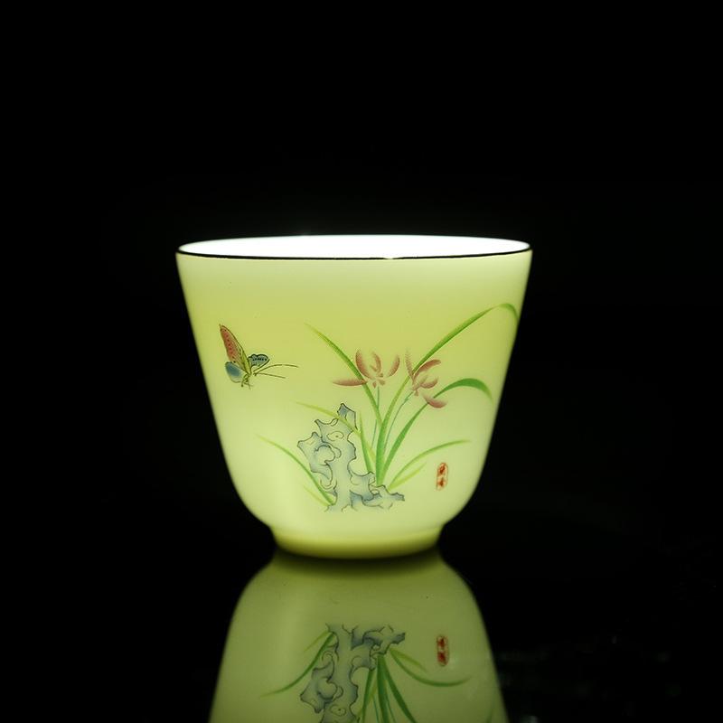 Ceramic suet jade porcelain kung fu tea set cover bowl teacup business company festival gifts