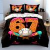 Numbers and Sweet Baseball Combo Bedding Set for Kids Luxury Gift 3pcs Digital Print Comforter Set Soft Comfortable Breathable