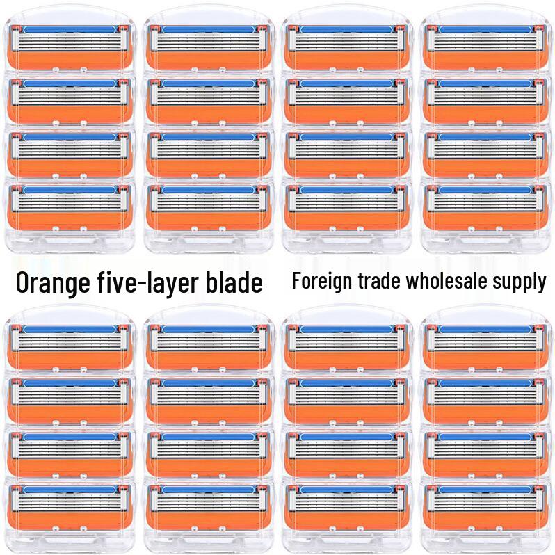 

Оранжевая универсальная бритва с пятью лезвиями и синей кассетной головкой