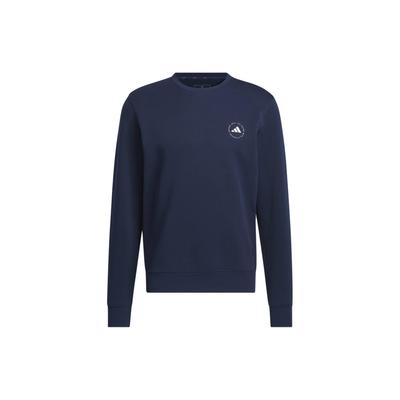 Crewneck Sweatshirt Solid Color Logo Round Neck Long Sleeve Men Sweatshirt Deep-Blue IU4518