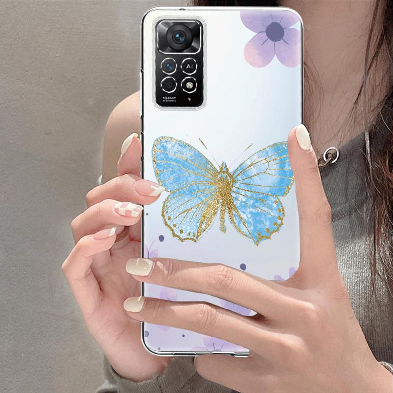 Flower Butterfly Clear Phone Case For Xiaomi Redmi Note 12 7 8 9 8t 11t 8 10 Pro 9s 10s 11 11s For Mi 9a 9 9c 9t 10 10c K40