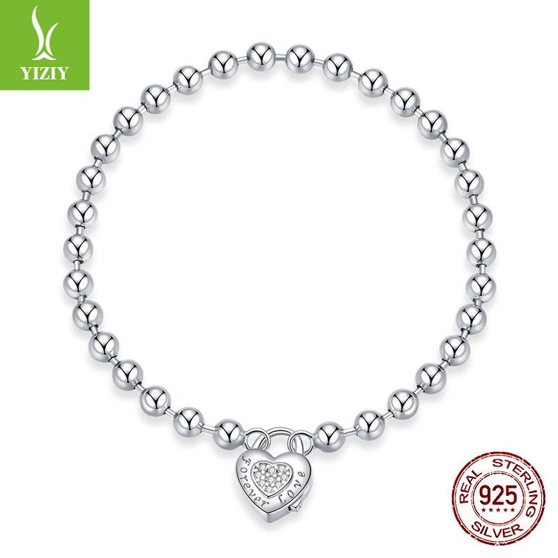 

Европейский и американский браслет из стерлингового серебра с белым золотым покрытием и бусинами, унисекс, универсальный, S925, SCB203 SCB203-19CM