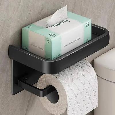 Black Gold Toilet Paper Holder Bathroom Wall Mount Multifunction WC Phone Towel Roll Shelf Accessories