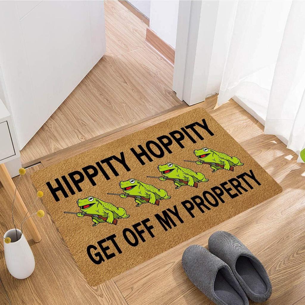 Fun Text Frog Pattern Crystal Velvet Entrance Door Mat Comfortable Dirt-Resistant Wear-Resistant Easy To Take Care Of Universal Floor Mat