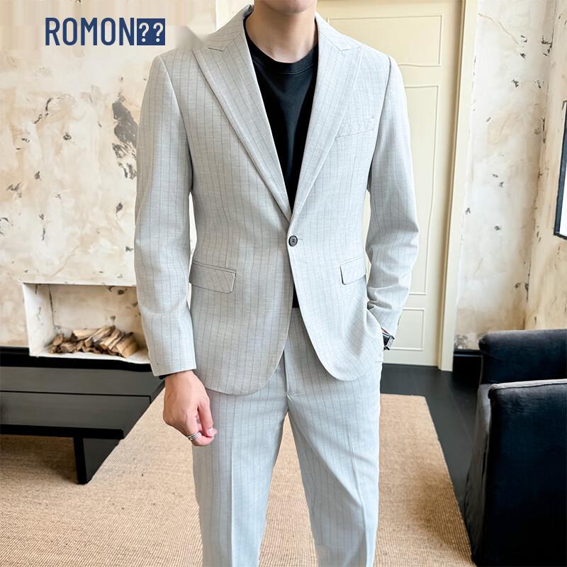 ROMON Мужской приталенный деловой свадебный костюм-тройка 4XL