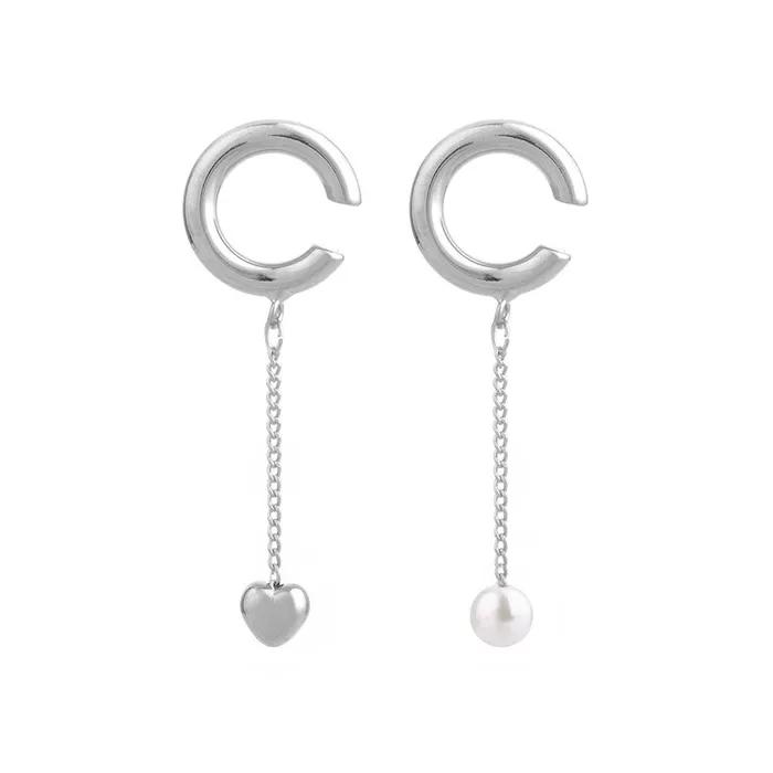 Pearl Heart Drop Ear Cuff Set SHEC0025
