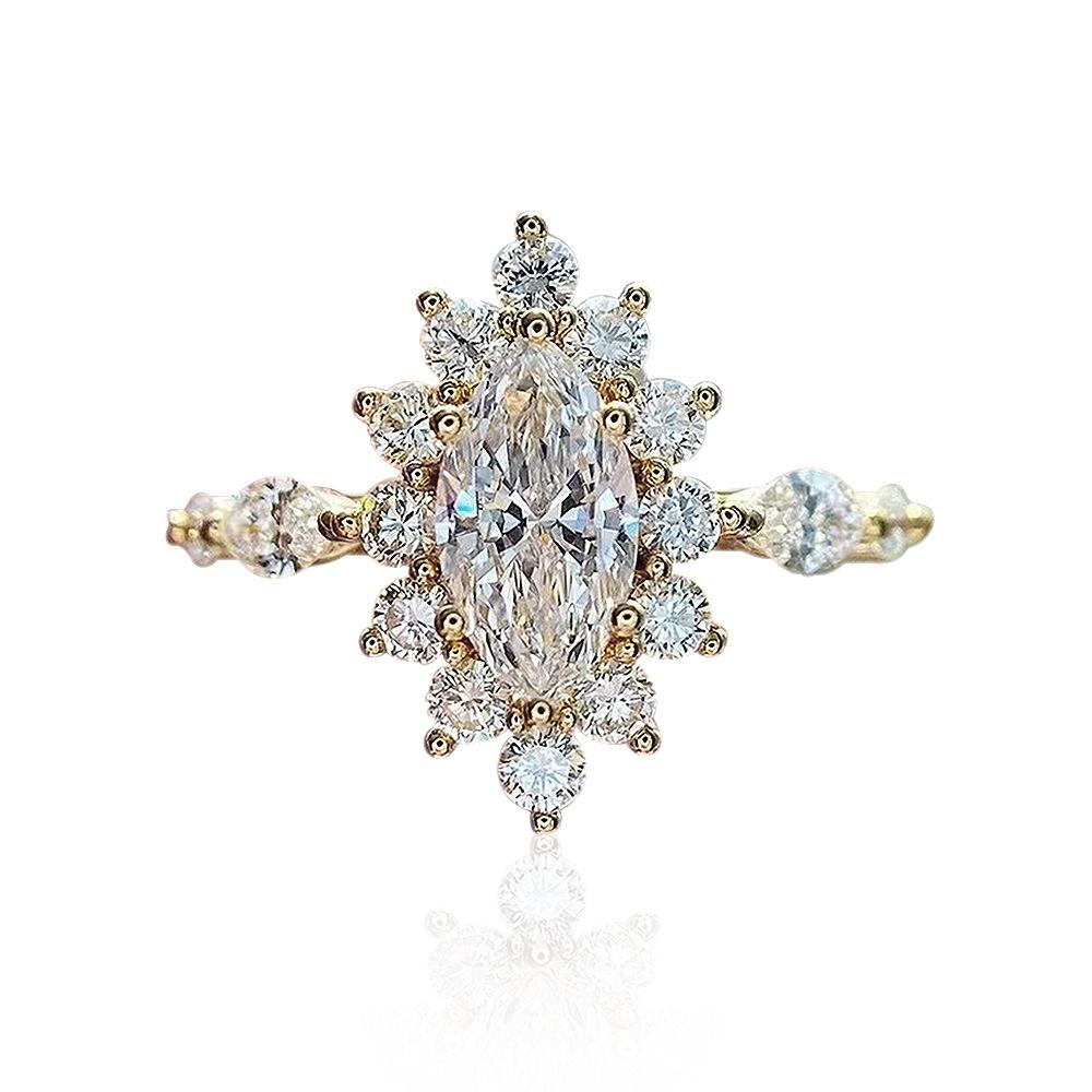 Luxury Gold Color Marquise Crystal Cz Stone Rings For Women Stylish Girls Rings Engagement Wedding Accessories Statement Jewelry