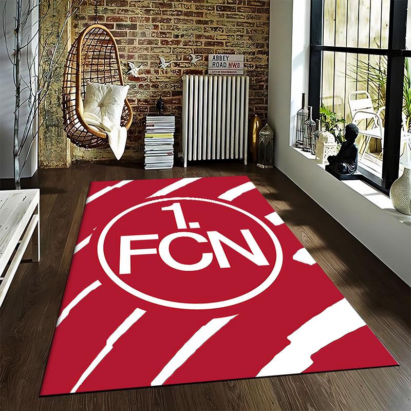 Red Carpet with Bold FCN Logo suitable as a non-slip mat for the living room or bedroom sofa