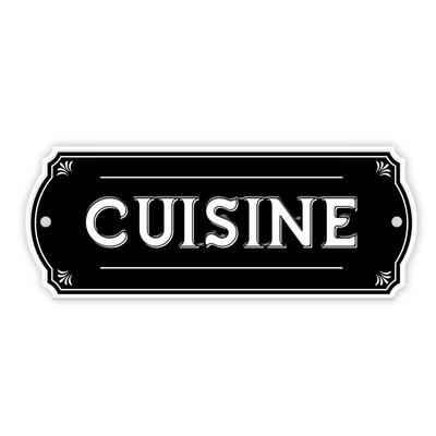 [R6256] - Black 'Kitchen' Metal Door Sign - 190x75 Mm