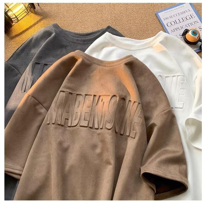 Summer American Retro Ins Fashion Brand Fashion Casual Loose Short Sleeve Youth Popular All-match Round Neck Half Sleeve Clothes