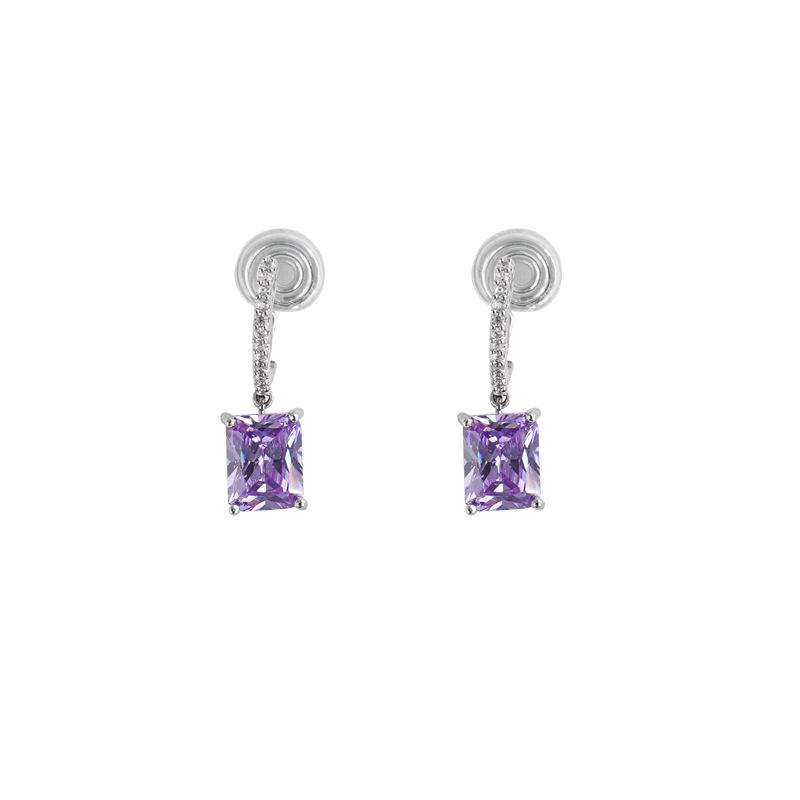 Luxury Amethyst Drop Earrings for Women - No Piercing Ear Clips with Chic Socialite Style