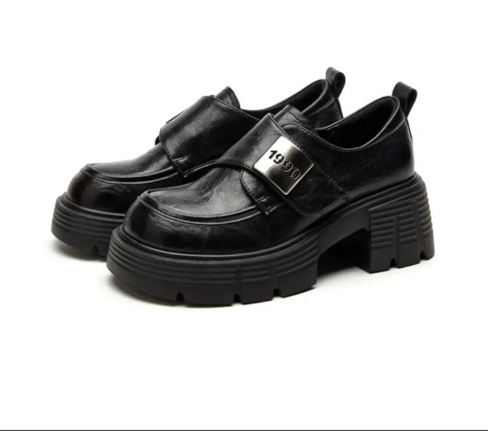 Zhike~ Platform Loafers Women's 2025 New Spring and Autumn British Style Small Leather Shoes One Pedal Ankola Red Shoes