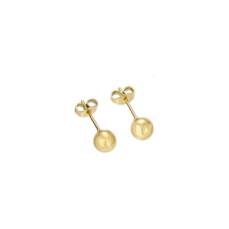 Minimalist 18k Gold Small Bean Round Titanium Steel Stud Earrings For Women