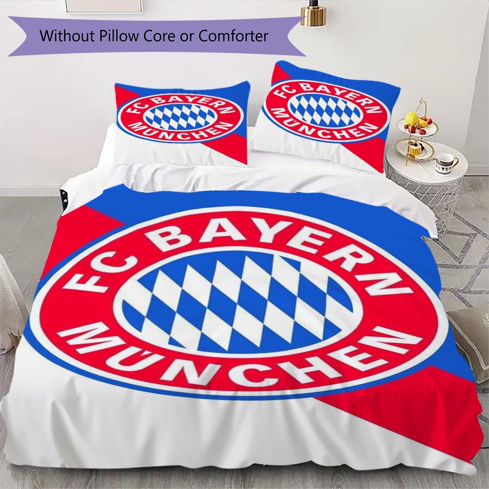 Set Copripiumino Trapuntato con Fantasia FC Bayern Monaco Copripiumino Federa Decorazione per la Casa Regalo di Compleanno (1 * copripiumino + 2 * federe senza imbottitura)48