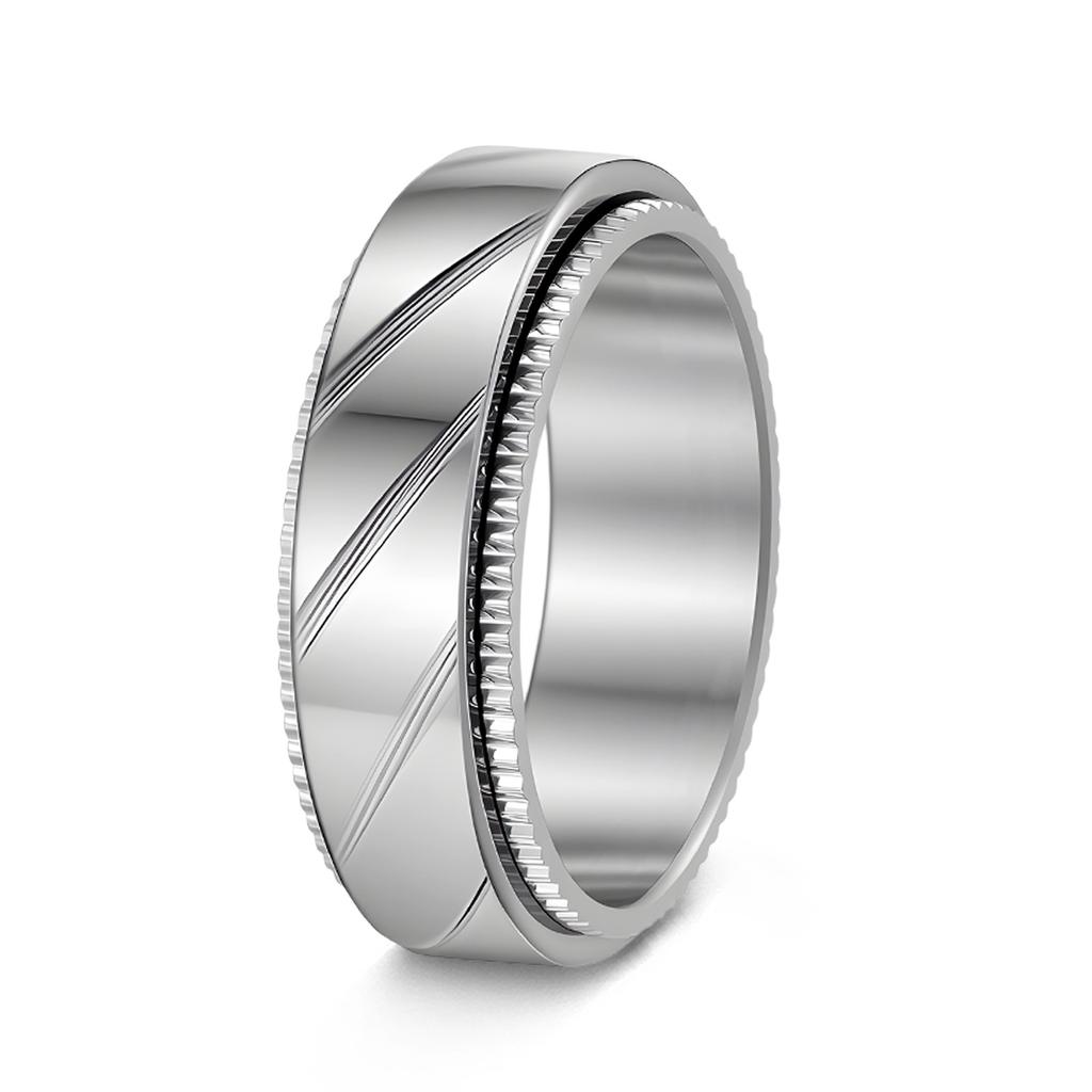 Bague Style Punk Personnalité en Acier Titane Plaqué Vide à Maille Motif 8mm Rotative