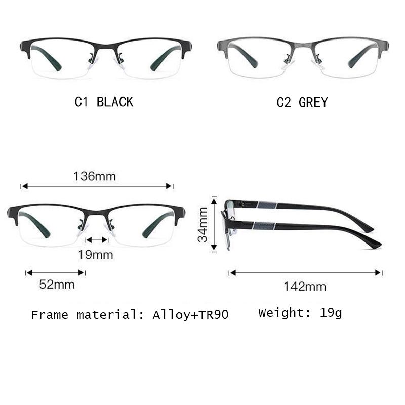 3PCS Anti Blue Reading Glasses Men Half-frame Glasses Business Style Male Eyeglasses For Old People Glasses With Grade +100~+400