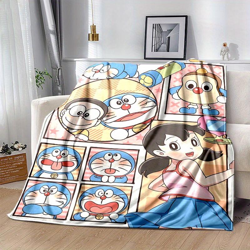 1pc Cozy Doraemon Home Decor Blanket: Perfect Gift for Bedroom, Living Room, Travel, Camping, Car, Beach & Office Naps, Soft Flannel Throw for Sofa, O