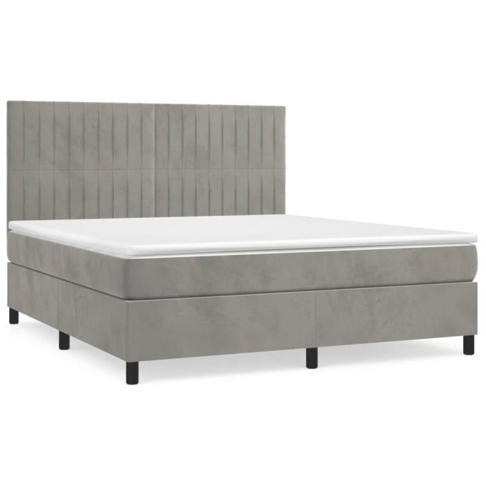 3143151 vidaXL Divan Bed and Mattress Light Grey 160x200cm Velvet