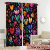 2pcs   2D FLAT PRINTING Curtains (Without Rod) Vibrant Blossoms Popular Light Filtering Curtains Machine Washable Fabric Curtains
