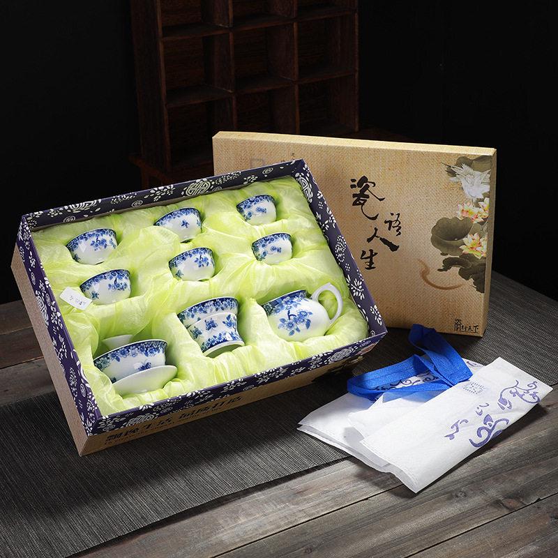 Qimingxuan Blue and White Porcelain Gaiwan Tea Set